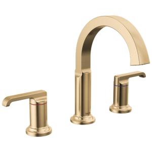 Delta Tetra™: Two Handle Widespread Bathroom Faucet In Lumicoat Champagne Bronze