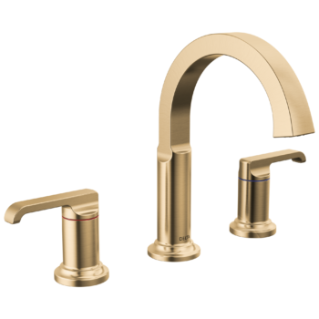 Delta Tetra™: Two Handle Widespread Bathroom Faucet In Lumicoat Champagne Bronze