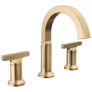 Delta Tetra™: Two Handle Widespread Bathroom Faucet In Lumicoat Champagne Bronze