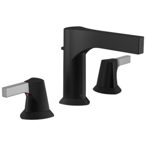 Delta Zura®: Two Handle Widespread Bathroom Faucet In Chrome / Matte Black
