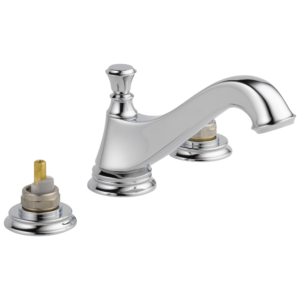 Delta Cassidy™: Two Handle Widespread Bathroom Faucet – Low Arc Spout – Less Handles In Chrome