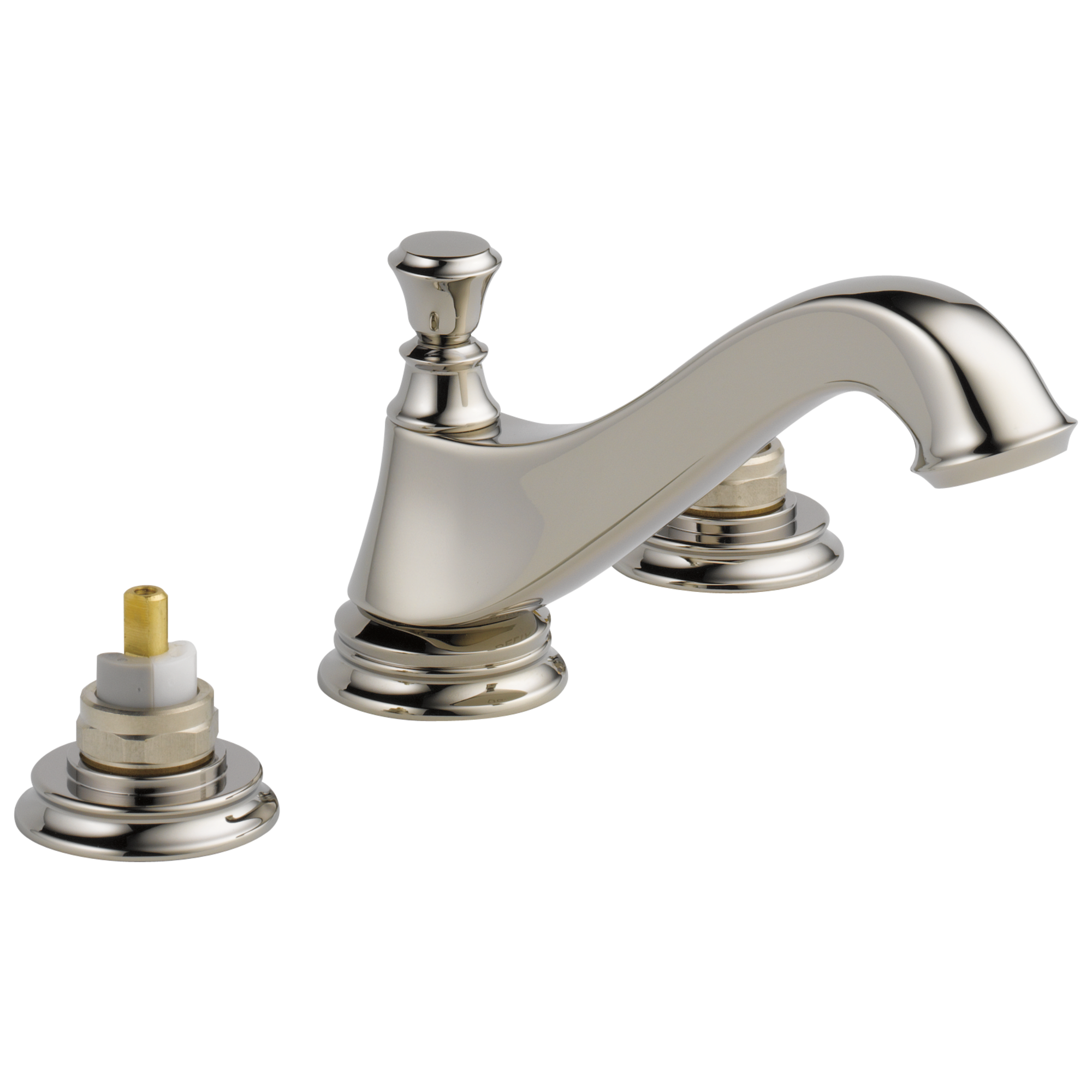 Delta Cassidy™: Two Handle Widespread Bathroom Faucet - Low Arc Spout - Less Handles In Polished Nickel
