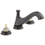 Delta Cassidy™: Two Handle Widespread Bathroom Faucet - Low Arc Spout - Less Handles In Venetian Bronze