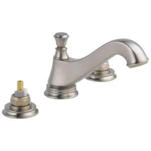 Delta Cassidy™: Two Handle Widespread Bathroom Faucet – Low Arc Spout – Less Handles In Stainless