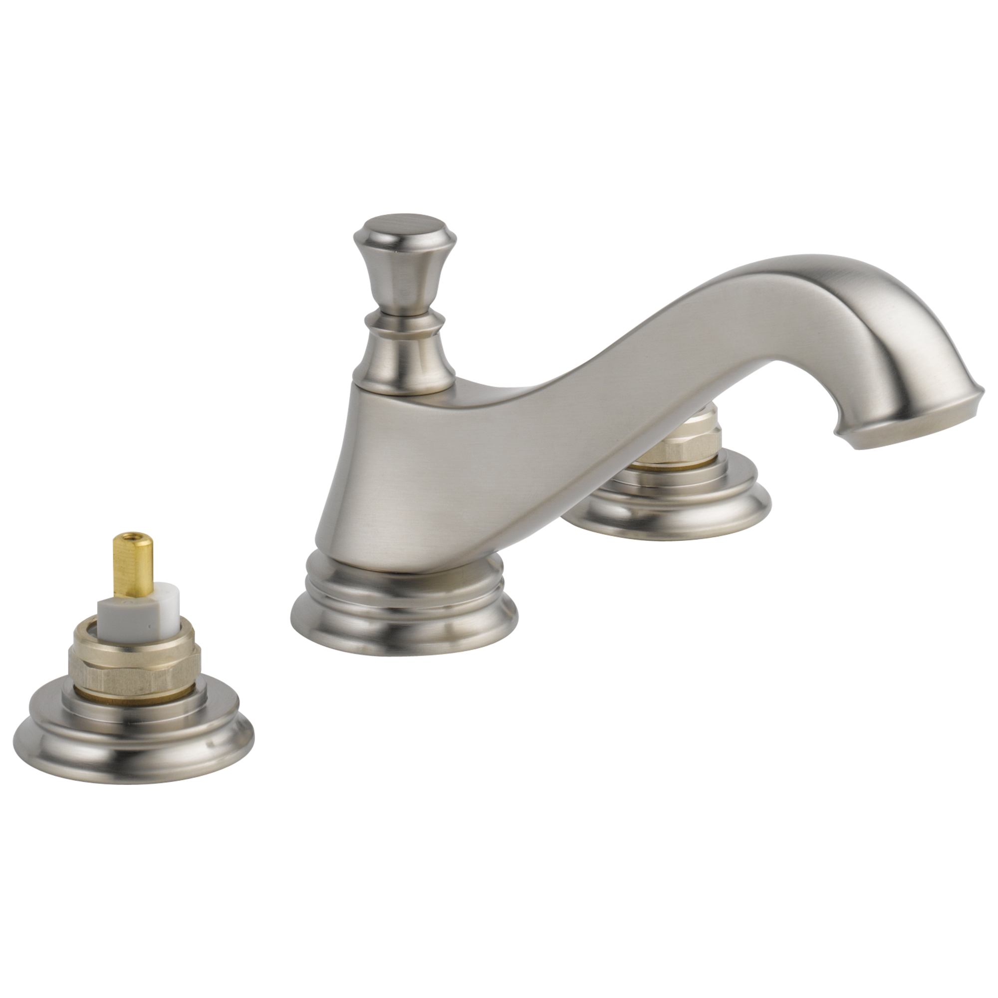 Delta Cassidy™: Two Handle Widespread Bathroom Faucet - Low Arc Spout - Less Handles In Stainless