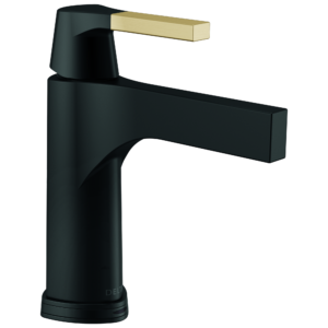 Delta Zura®: Single Handle Bathroom Faucet In Matte Black / Champagne Bronze