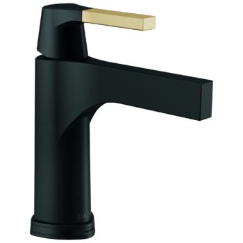 Delta Zura®: Single Handle Bathroom Faucet In Matte Black / Champagne Bronze