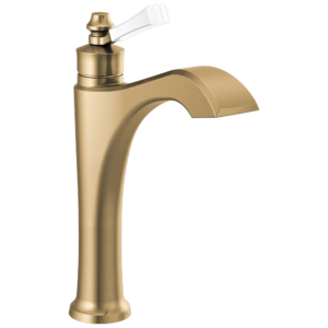 Delta Dorval™: Single Handle Mid-Height Vessel Bathroom Faucet In Champagne Bronze / Porcelain