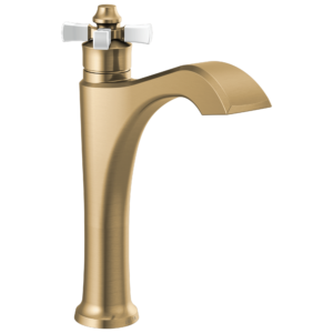 Delta Dorval™: Single Handle Mid-Height Vessel Bathroom Faucet In Champagne Bronze / Porcelain