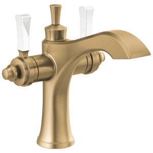 Delta Dorval™: Two Handle Single Hole Monoblock Bathroom Faucet In Champagne Bronze / Porcelain