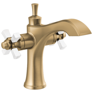 Delta Dorval™: Two Handle Single Hole Monoblock Bathroom Faucet In Champagne Bronze / Porcelain