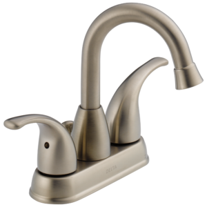 Delta Foundations®: Two Handle Centerset Bathroom Faucet In Brushed Nickel