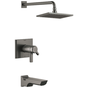 Delta Pivotal™: TempAssure® 17T Series H2Okinetic® Tub & Shower Trim In Lumicoat Black Stainless