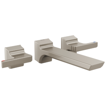 Delta Pivotal™: Two Handle Wall Mount Bathroom Faucet Trim In Lumicoat Stainless
