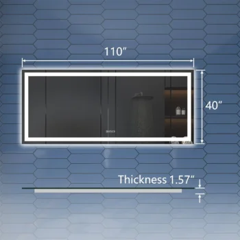 Apex 110" W x 40" H LED Anti-Fog Mirror - Image 2