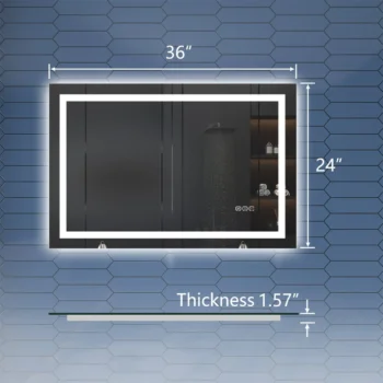 Apex 24" W x 36" H LED Anti-Fog Mirror - Image 2