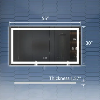 Apex 55" W x 30" H LED Anti-Fog Mirror - Image 2
