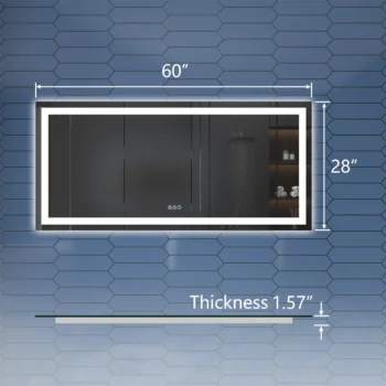 Apex 60" W x 28" H LED Anti-Fog Mirror - Image 2