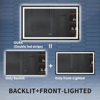 Apex 60" W x 36" H LED Anti-Fog Mirror - Image 7