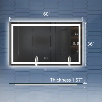 Apex 60" W x 36" H LED Anti-Fog Mirror - Image 2