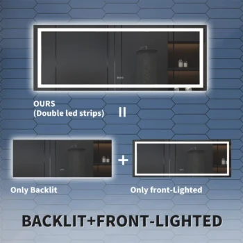 Apex 88" W x 38" H LED Anti-Fog Mirror - Image 7