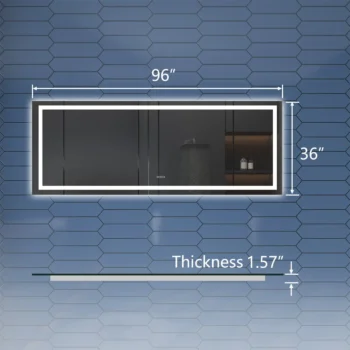 Apex 96" W x 36" H LED Anti-Fog Mirror - Image 2
