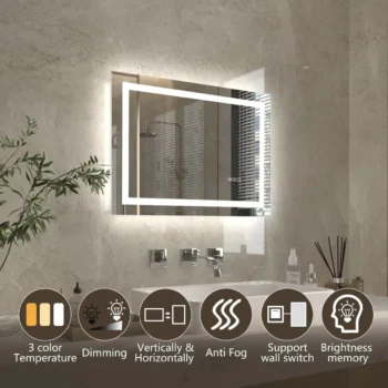 Apex 20" W x 28" H LED Anti-Fog Mirror - Image 2