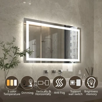 Apex 40" W x 24" H LED Anti-Fog Mirror - Image 2