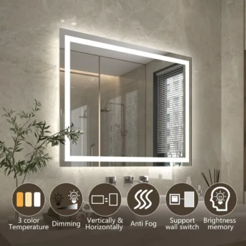 Apex 40" W x 32" H LED Anti-Fog Mirror - Image 2