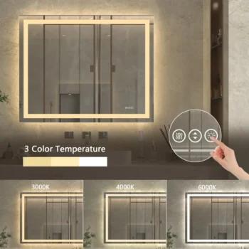 Apex 40" W x 32" H LED Anti-Fog Mirror - Image 9