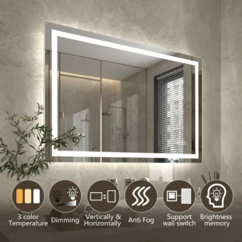 Apex 48" W x 32" H LED Anti-Fog Mirror - Image 2