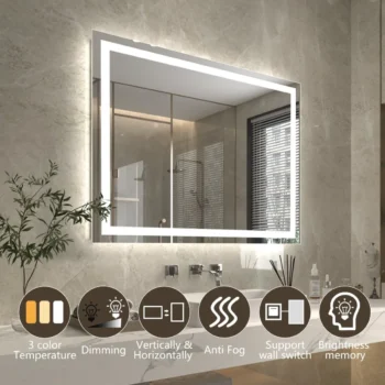 Apex 48" W x 36" H LED Anti-Fog Mirror - Image 2