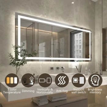 Apex 72" W x 32" H LED Anti-Fog Mirror - Image 2