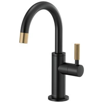 Brizo Litze®: Beverage Faucet with Arc Spout and Knurled Handle In Matte Black / Luxe Gold