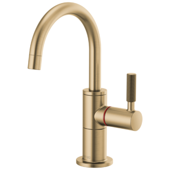 Brizo Litze®: Instant Hot Faucet with Arc Spout and Knurled Handle In Luxe Gold