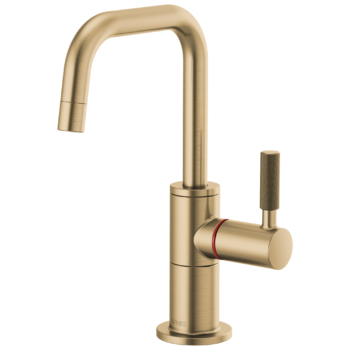 Brizo Litze®: Instant Hot Faucet with Square Spout and Knurled Handle In Luxe Gold