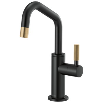 Brizo Litze®: Beverage Faucet with Angled Spout and Knurled Handle In Matte Black / Luxe Gold