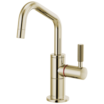 Brizo Litze®: Instant Hot Faucet with Angled Spout and Knurled Handle In Polished Nickel