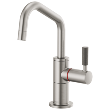 Brizo Litze®: Instant Hot Faucet with Angled Spout and Knurled Handle In Stainless