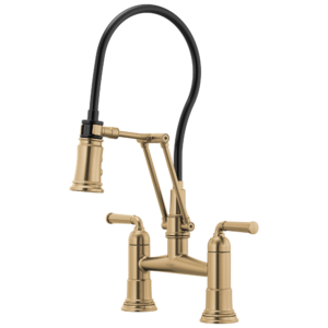 Brizo Rook®: Articulating Bridge Faucet In Luxe Gold