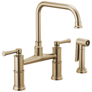 Brizo Artesso®: Bridge Faucet with Side Sprayer In Luxe Gold