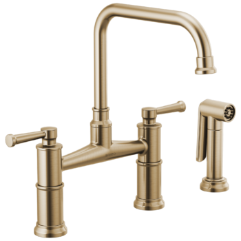 Brizo Artesso®: Bridge Faucet with Side Sprayer In Luxe Gold