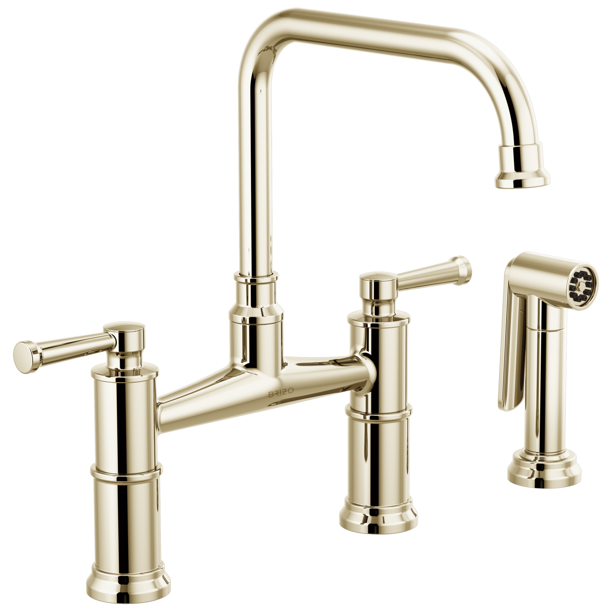 Brizo Artesso®: Bridge Faucet with Side Sprayer In Polished Nickel