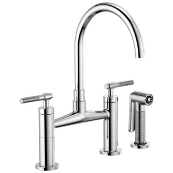 Brizo Litze®: Bridge Faucet with Arc Spout and Knurled Handle In Chrome