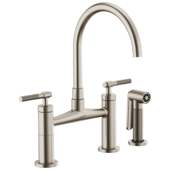 Brizo Litze®: Bridge Faucet with Arc Spout and Knurled Handle In Stainless