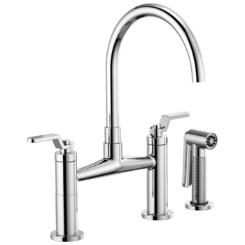 Brizo Litze®: Bridge Faucet with Arc Spout and Industrial Handle In Chrome