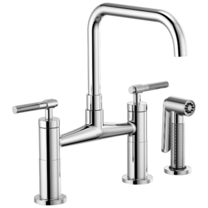 Brizo Litze®: Bridge Faucet with Square Spout and Knurled Handle In Chrome