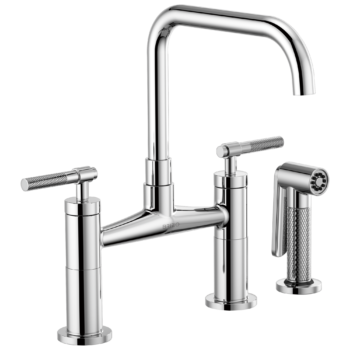 Brizo Litze®: Bridge Faucet with Square Spout and Knurled Handle In Chrome