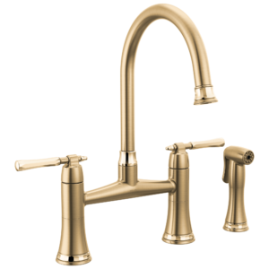 Brizo The Tulham™ Kitchen Collection by Brizo®: Bridge Kitchen Faucet with Side Spray In Luxe Gold / Polished Gold