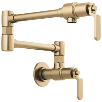 Brizo Litze®: Wall Mount Pot Filler with Industrial Handle Kit In Luxe Gold